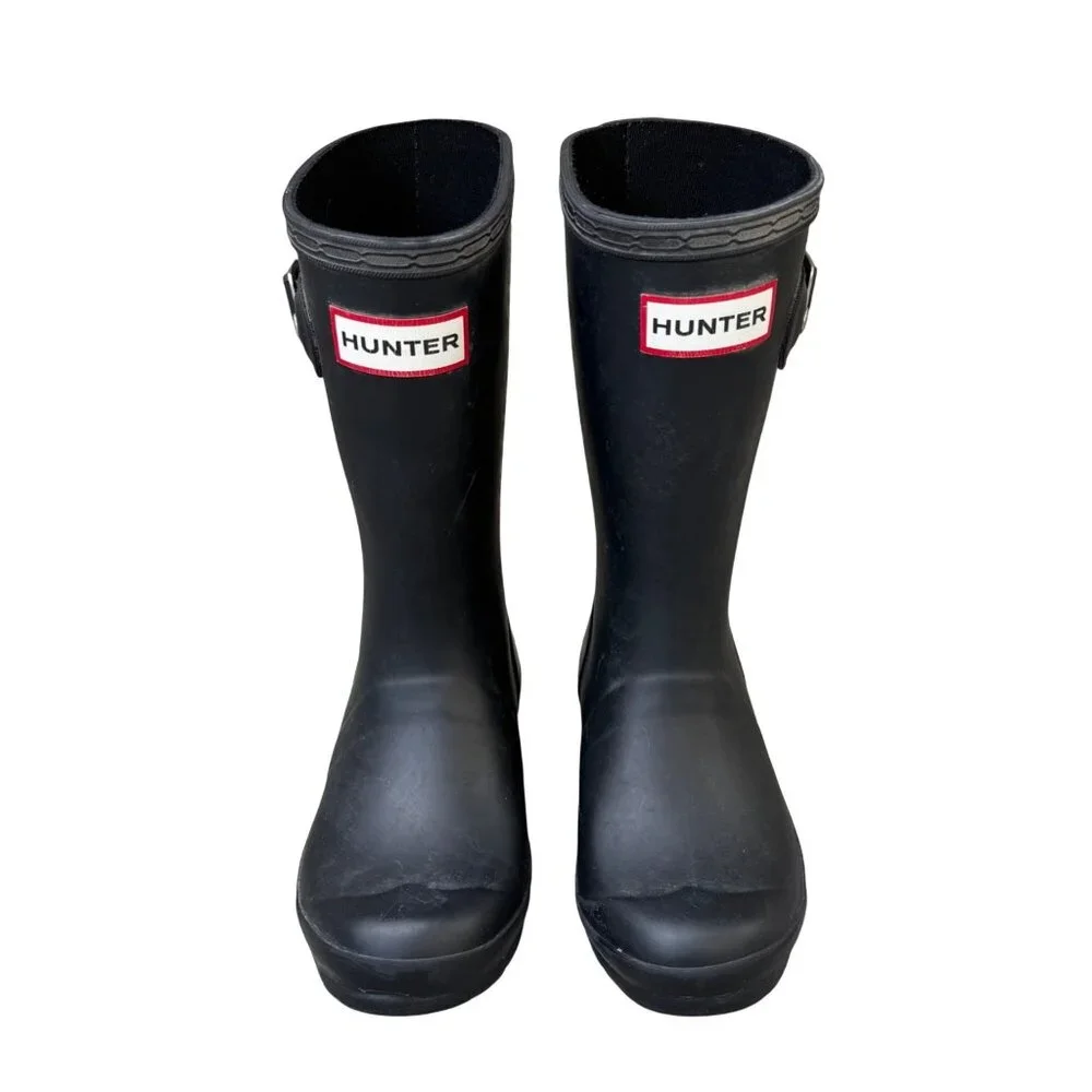 HUNTER Original Tall Rain Boots Kids 13 EU 31 Matte Black High Gum Boot Rubber - Picture 1 of 9